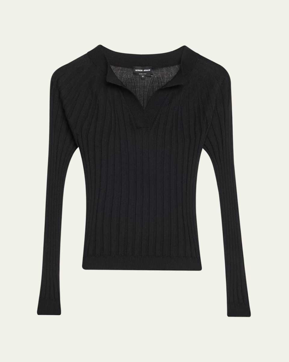 Cashmere-Silk Rib Knit Sweater